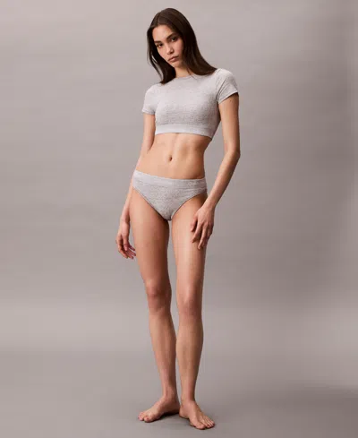 Calvin Klein Women's Icon Cotton Stretch Lightly Lined T-shirt Bralette In Gray
