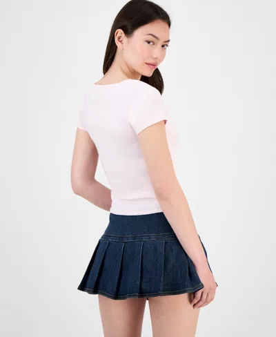 Madden Girl Juniors' Twist-front Scoop-neck Top In Pink