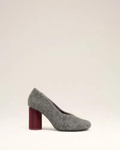 Ami Alexandre Mattiussi Black Mohair Knit Piano Pumps Grey In Gray
