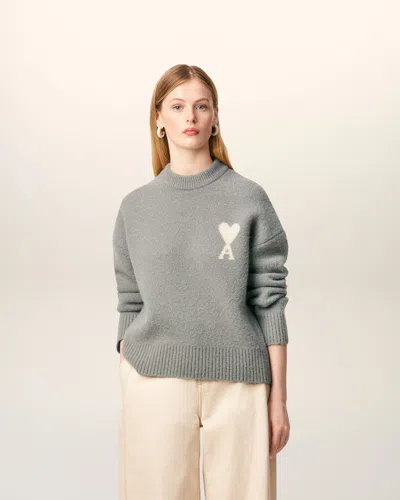 Ami Alexandre Mattiussi Ami Paris Ami Paris Alpaca Ami De Coeur Crewneck Sweater In Gray