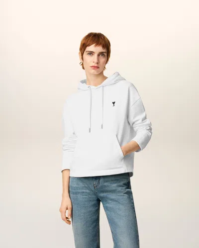 Ami Alexandre Mattiussi Ami Paris Ami Paris De Coeur Cotton Hoodie In White