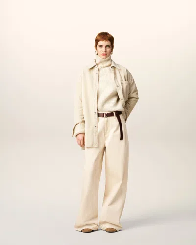 Ami Alexandre Mattiussi Ami Paris Women Super Wide Denim Jeans In Gold