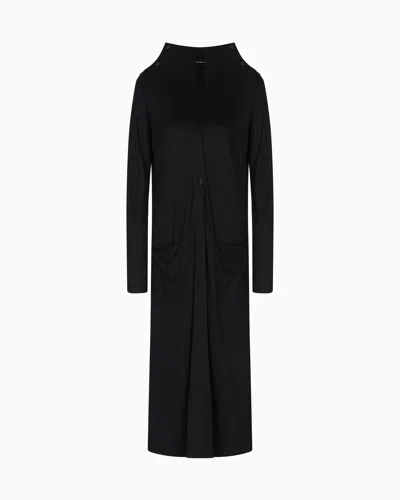 Giorgio Armani Twin-set With Long Cardigan And Top In Viscose Jersey In Black