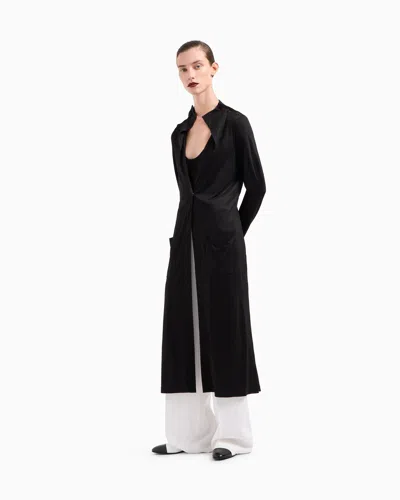 Giorgio Armani Twin-set With Long Cardigan And Top In Viscose Jersey In Black