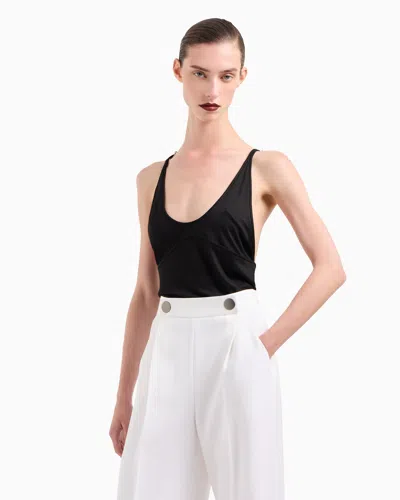 Giorgio Armani Twin-set With Long Cardigan And Top In Viscose Jersey In Black