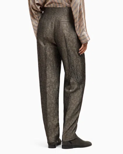 Giorgio Armani Jacquard Silk And Wool Single-pleat Trousers In Multi