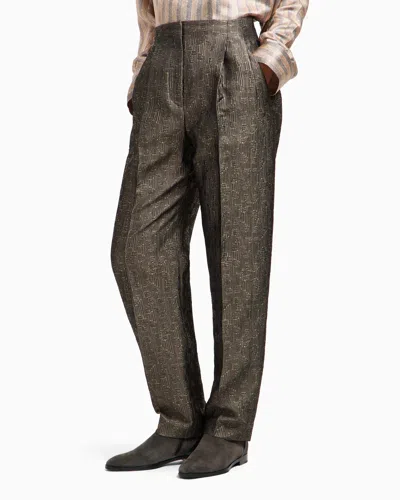 Giorgio Armani Jacquard Silk And Wool Single-pleat Trousers In Multi