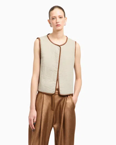 Giorgio Armani Asv Single-breasted Waistcoat In Triple Silk Georgette In Multi