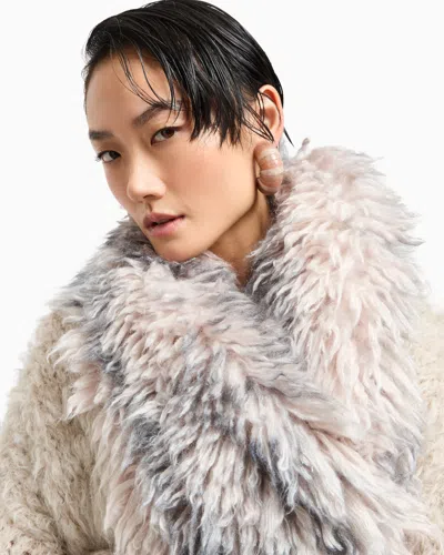 Giorgio Armani Loop-stitch Mohair Wool Cardigan In Neutral