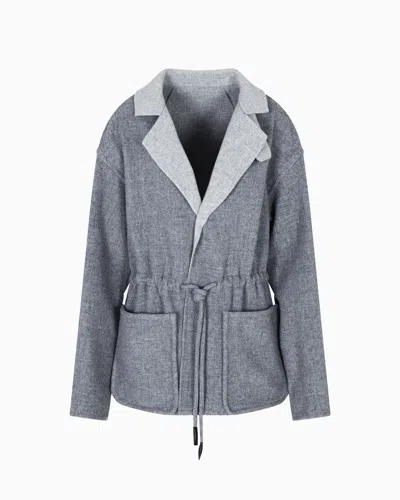 Giorgio Armani Single-breasted Jacket In Wool And Cashmere Double Cloth In Gray