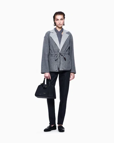 Giorgio Armani Single-breasted Jacket In Wool And Cashmere Double Cloth In Gray