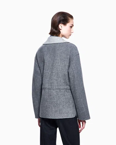 Giorgio Armani Single-breasted Jacket In Wool And Cashmere Double Cloth In Gray