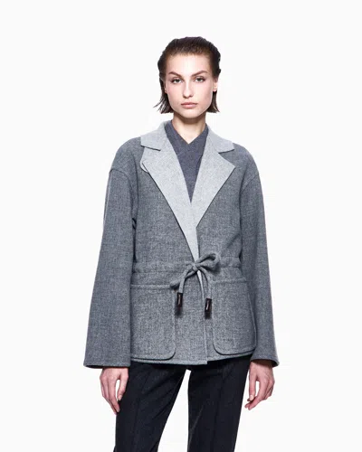 Giorgio Armani Single-breasted Jacket In Wool And Cashmere Double Cloth In Gray