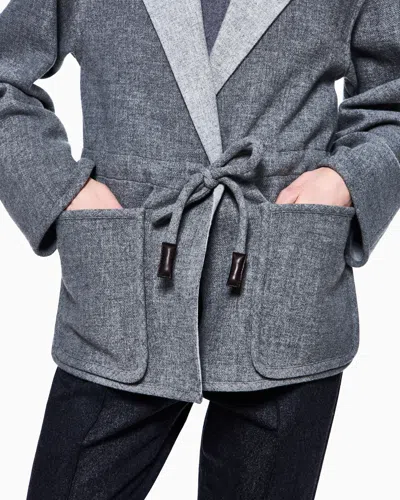 Giorgio Armani Single-breasted Jacket In Wool And Cashmere Double Cloth In Gray