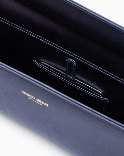 Giorgio Armani Chain Strap Rectangular Satin Handbag In Gray