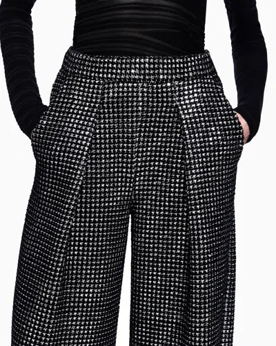 Giorgio Armani Single-pleat Jersey Trousers With A Flocked Print And Sequins In Multi
