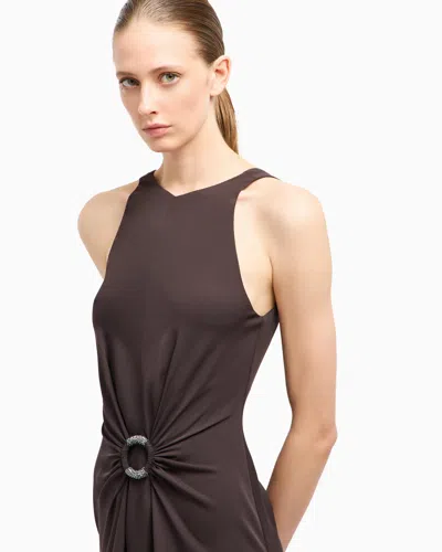 Giorgio Armani Abito Lungo In Crepe Testa Di Moro  Donna In Black