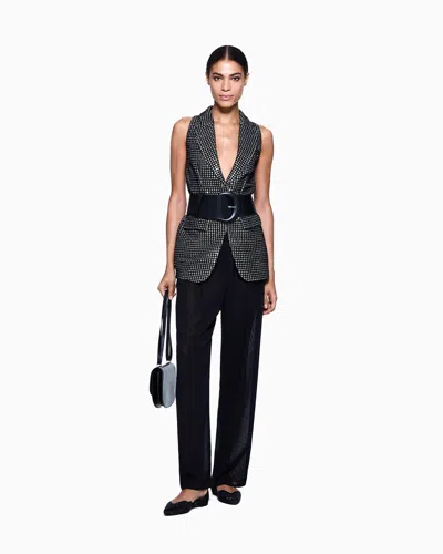 Giorgio Armani Long Jersey Waistcoat With A Flocked Print And Sequins In Multi