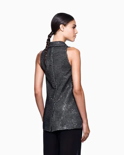 Giorgio Armani Long Jersey Waistcoat With A Flocked Print And Sequins In Multi
