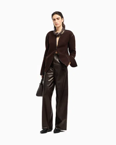 Giorgio Armani Elasticated Wide-leg Trousers In Brown