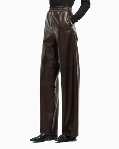 Giorgio Armani Elasticated Wide-leg Trousers In Brown