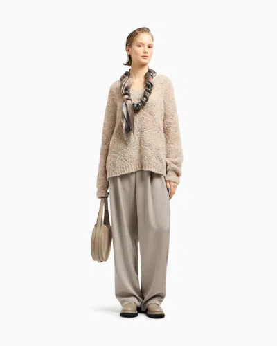 Giorgio Armani Women V-neck Cashmere And Alpaca Blend Sweater In Neutral
