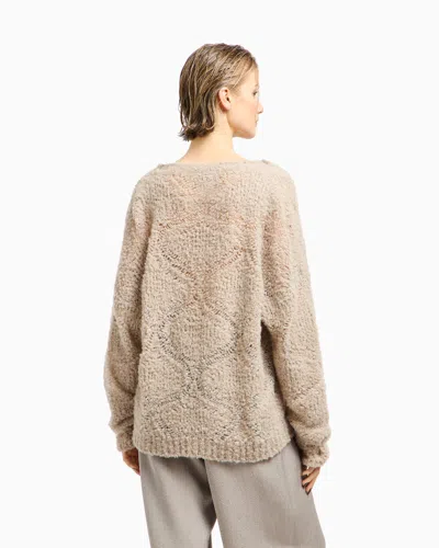 Giorgio Armani Women V-neck Cashmere And Alpaca Blend Sweater In Neutral