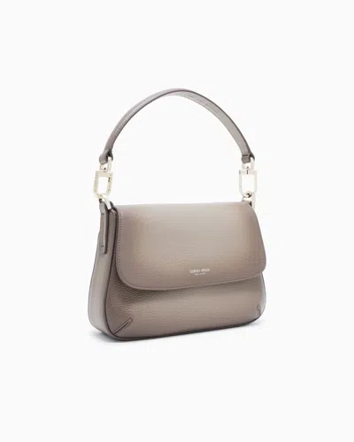 Giorgio Armani Small La Prima Soft Bag In Gradient Pebbled Calfskin In Neutral
