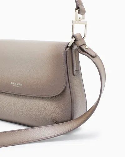 Giorgio Armani Small La Prima Soft Bag In Gradient Pebbled Calfskin In Neutral