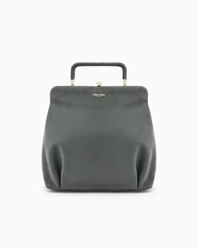 Giorgio Armani Frame Logo-detail Tote Bag In Green