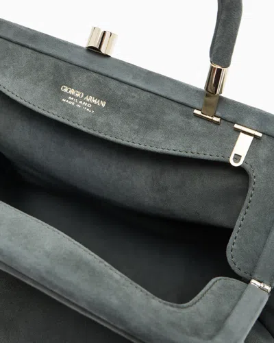Giorgio Armani Frame Logo-detail Tote Bag In Green