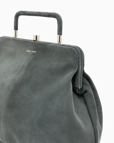 Giorgio Armani Frame Logo-detail Tote Bag In Green