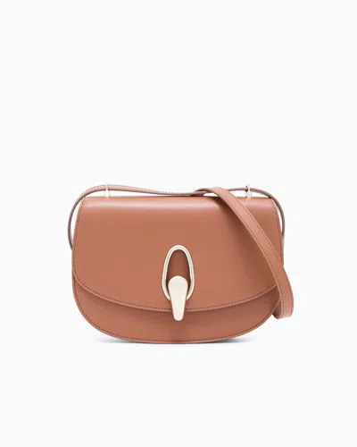 Giorgio Armani Calf Leather Shoulder Bag With Golden-toned Hardware In Brown