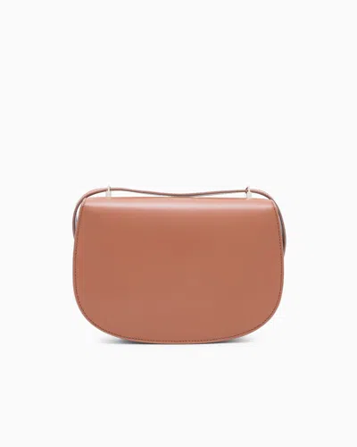 Giorgio Armani Calf Leather Shoulder Bag With Golden-toned Hardware In Brown