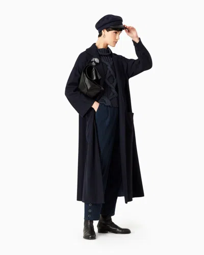 Giorgio Armani Two-toned, Double-faced Cashmere Long Coat In Black