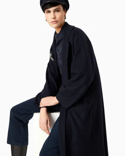 Giorgio Armani Two-toned, Double-faced Cashmere Long Coat In Black