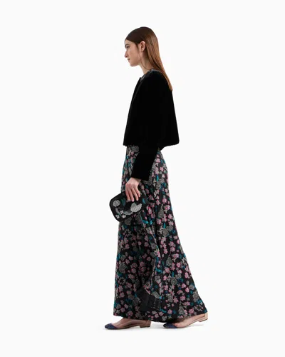 Giorgio Armani Silk Culottes With A Floral Motif In Black