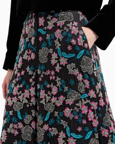 Giorgio Armani Silk Culottes With A Floral Motif In Black