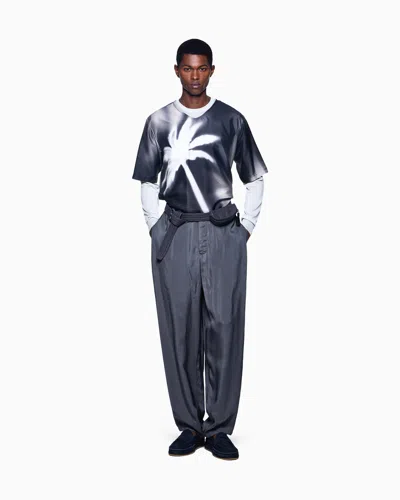 Giorgio Armani Printed Silk Habotai T-shirt Shirt In Black