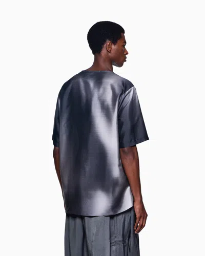 Giorgio Armani Printed Silk Habotai T-shirt Shirt In Black