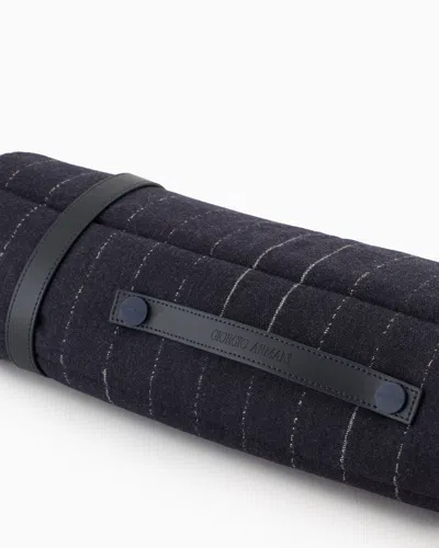 Giorgio Armani Poldo X  Travel Mat In Pinstriped Virgin Wool In Blue