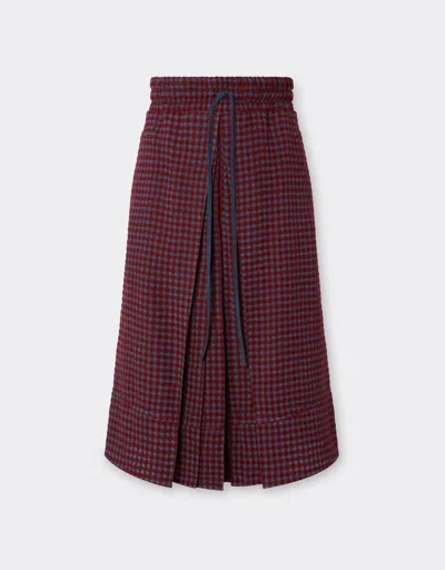 Ferrari Wool And Viscose Skirt With Vichy Pattern In Red