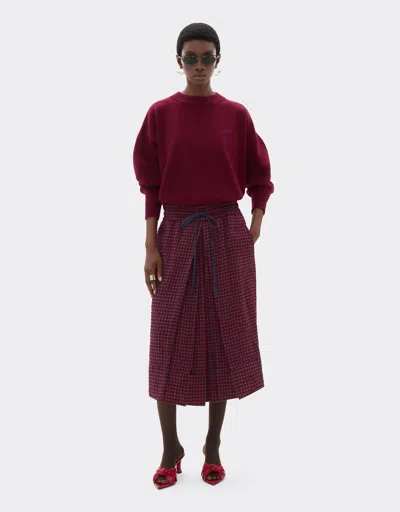 Ferrari Wool And Viscose Skirt With Vichy Pattern In Red
