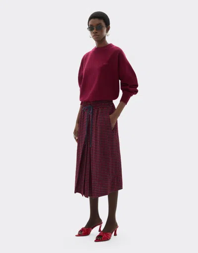 Ferrari Wool And Viscose Skirt With Vichy Pattern In Red