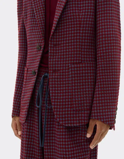 Ferrari Wool And Viscose Blazer With Vichy Pattern In Red