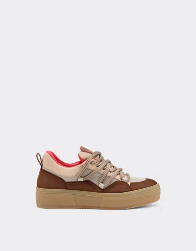 Ferrari Lace-up Fastening Sneakers In Brown