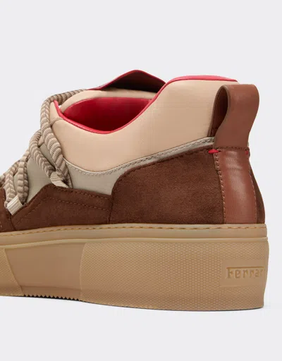 Ferrari Lace-up Fastening Sneakers In Brown