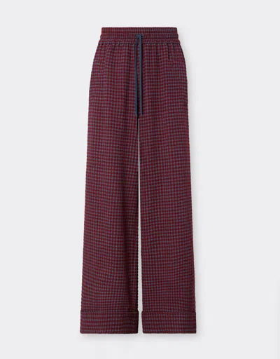 Ferrari Wool And Viscose Pants With Vichy Pattern In Red