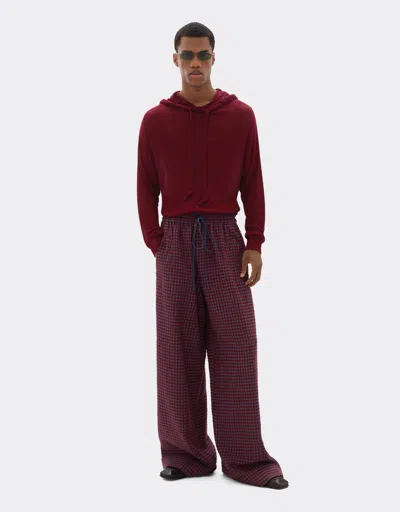 Ferrari Wool And Viscose Pants With Vichy Pattern In Red
