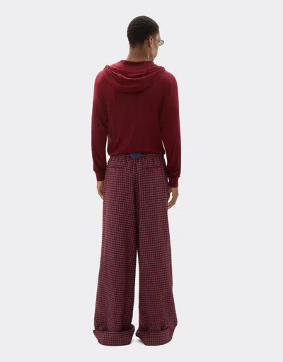 Ferrari Wool And Viscose Pants With Vichy Pattern In Red